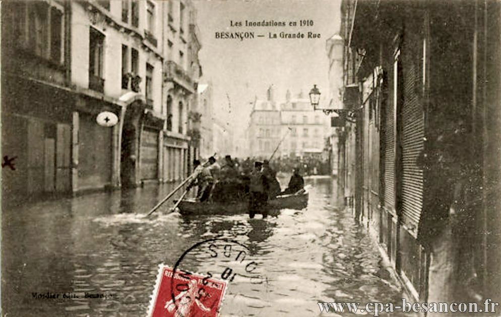Les Inondations en 1910 - BESANÇON - La Grande Rue